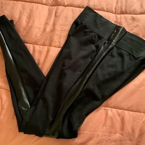 Black faux leather leggings/tights